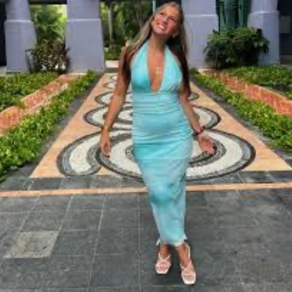 ZARA NEW WOMAN SS24 GREENS PRINTED TULLE HALTER DRESS - Picture 6 of 15